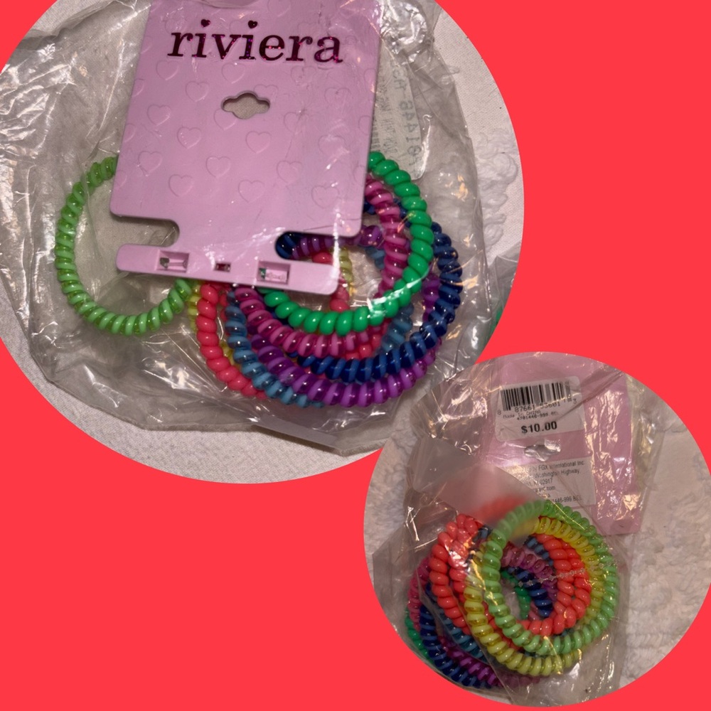 Riviera 9-Pack Vibrant Spiral Hair Bands -New with Tags